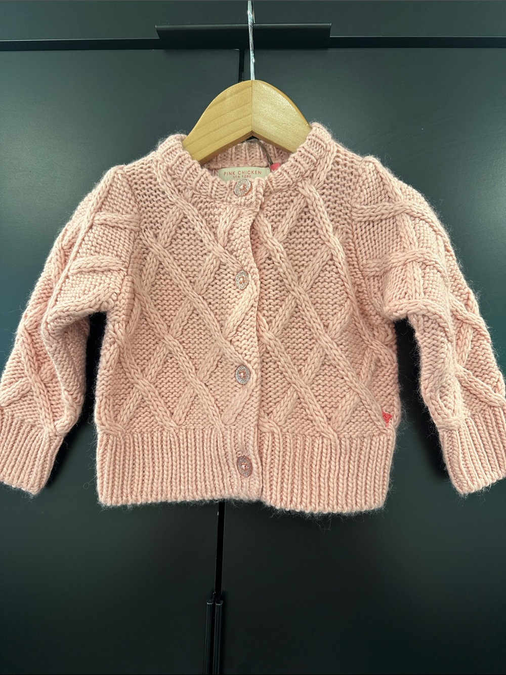 Pink Chicken Soft Pink Diamond Cable Knit Cardigan